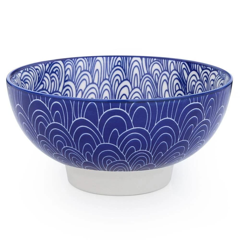 TAKAKI 14.2 Fl. Oz. Blue Patterned Porcelain Dinner Plates Set For Pasta Salad Dessert (Set Of 4) 5 TAKAKI 14.2 Fl. Oz. Blue Patterned Porcelain Dinner Plates Set For Pasta Salad Dessert (Set Of 4) - Image 3