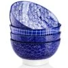 TAKAKI 14.2 Fl. Oz. Blue Patterned Porcelain Dinner Plates Set For Pasta Salad Dessert (Set Of 4) 1 TAKAKI 14.2 Fl. Oz. Blue Patterned Porcelain Dinner Plates Set For Pasta Salad Dessert (Set Of 4) -Vancasso Shop blue vancasso bowls vc takaki sdw 64 1000