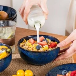 16-Piece Blue Stoneware Dinnerware Set Service For 4-Embossed Star-shape Floral Pattern Bowls And Plates Set 25 16-Piece Blue Stoneware Dinnerware Set Service For 4-Embossed Star-shape Floral Pattern Bowls And Plates Set -Vancasso Shop blue vancasso dinnerware sets lydia sl b 01 31 1000