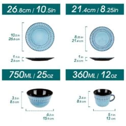 16-Piece Blue Porcelain Dinnerware Set Service For 4-Embossed Pattern Tableware With Dinner Plate Dessert Plate Bowl Mug 20 16-Piece Blue Porcelain Dinnerware Set Service For 4-Embossed Pattern Tableware With Dinner Plate Dessert Plate Bowl Mug -Vancasso Shop blue vancasso dinnerware sets nile b sl c3 1000