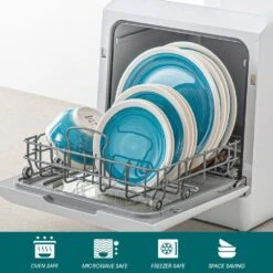 16-Piece Blue Stoneware Dinnerware Set Tableware (Service For 4) Bowls And Plates Dinner Set -Vancasso Shop blue vancasso dinnerware sets ori bl sl 1f 1000