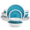 16-Piece Blue Stoneware Dinnerware Set Tableware (Service For 4) Bowls And Plates Dinner Set 1 16-Piece Blue Stoneware Dinnerware Set Tableware (Service For 4) Bowls And Plates Dinner Set -Vancasso Shop blue vancasso dinnerware sets ori bl sl 64 1000