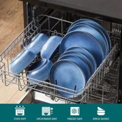 12-Piece Blue Stoneware Dinnerware Set (Service For 4) Glazed Tableware Set With Bowls And Plates For Kitchen Dining 19 12-Piece Blue Stoneware Dinnerware Set (Service For 4) Glazed Tableware Set With Bowls And Plates For Kitchen Dining -Vancasso Shop blue vancasso dinnerware sets vc anya bl 12 1f 1000