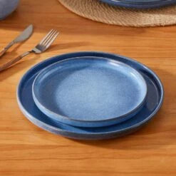 16-Piece Blue Stoneware Dinnerware Set (Service For 4) Glazed Tableware Set With Bowls And Plates For Kitchen Dining 18 16-Piece Blue Stoneware Dinnerware Set (Service For 4) Glazed Tableware Set With Bowls And Plates For Kitchen Dining -Vancasso Shop blue vancasso dinnerware sets vc anya bl 16 1d 1000