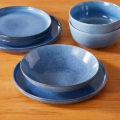 16-Piece Blue Stoneware Dinnerware Set (Service For 4) Glazed Tableware Set With Bowls And Plates For Kitchen Dining 19 16-Piece Blue Stoneware Dinnerware Set (Service For 4) Glazed Tableware Set With Bowls And Plates For Kitchen Dining -Vancasso Shop blue vancasso dinnerware sets vc anya bl 16 66 1000