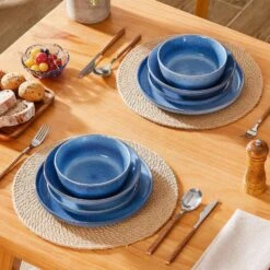 16-Piece Blue Stoneware Dinnerware Set (Service For 4) Glazed Tableware Set With Bowls And Plates For Kitchen Dining 17 16-Piece Blue Stoneware Dinnerware Set (Service For 4) Glazed Tableware Set With Bowls And Plates For Kitchen Dining -Vancasso Shop blue vancasso dinnerware sets vc anya bl 16 a0 1000