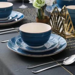 Bella 16- Piece Blue Porcelain Dinnerware Sets (Service For Set For 4) -Vancasso Shop blue vancasso dinnerware sets vc bella b sl 1f 1000