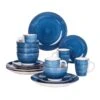 Bella 16- Piece Blue Porcelain Dinnerware Sets (Service For Set For 4)
