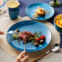 Bella 16- Piece Blue Porcelain Dinnerware Sets (Service For Set For 4) -Vancasso Shop blue vancasso dinnerware sets vc bella b sl 76 1000