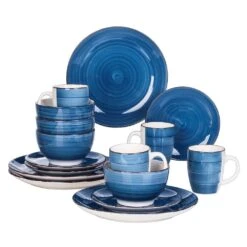 Bella 16- Piece Blue Porcelain Dinnerware Sets (Service For Set For 4) -Vancasso Shop blue vancasso dinnerware sets vc bella b sl c3 1000