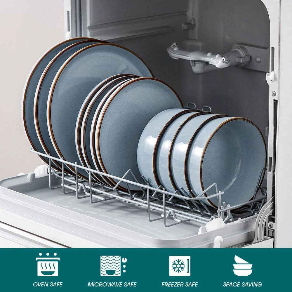 18-Piece Blue Stoneware Dinnerware Set (Service For 6) Sesame Speckles Pattern Dinner Plates Dessert Plates And Bowls 9 18-Piece Blue Stoneware Dinnerware Set (Service For 6) Sesame Speckles Pattern Dinner Plates Dessert Plates And Bowls - Image 7