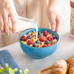 12-Piece Multi-blue Stoneware Dinnerware Set Service For 4-Tableware With Dinner Plates Dessert Plates And Cereal Bowls -Vancasso Shop blue vancasso dinnerware sets vc navia 13 f12 76 1000