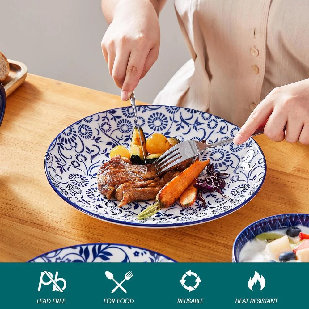 16-Piece Blue Porcelain Dinnerware Set Service For 4 Dinner Set With Dinner Plates Dessert Plates Cereal Bowls And Mugs 12 16-Piece Blue Porcelain Dinnerware Set Service For 4 Dinner Set With Dinner Plates Dessert Plates Cereal Bowls And Mugs - Image 10