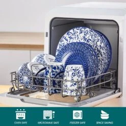 16-Piece Blue Porcelain Dinnerware Set Service For 4 Dinner Set With Dinner Plates Dessert Plates Cereal Bowls And Mugs 26 16-Piece Blue Porcelain Dinnerware Set Service For 4 Dinner Set With Dinner Plates Dessert Plates Cereal Bowls And Mugs -Vancasso Shop blue vancasso dinnerware sets vc selene 16b 4f 1000