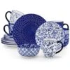 16-Piece Blue Porcelain Dinnerware Set Service For 4 Dinner Set With Dinner Plates Dessert Plates Cereal Bowls And Mugs 2 16-Piece Blue Porcelain Dinnerware Set Service For 4 Dinner Set With Dinner Plates Dessert Plates Cereal Bowls And Mugs -Vancasso Shop blue vancasso dinnerware sets vc selene 16b 64 1000