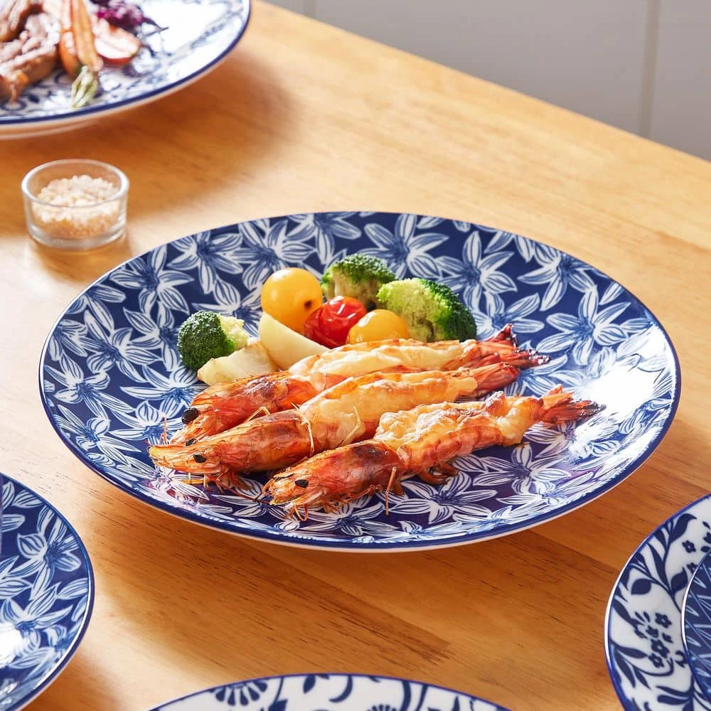 16-Piece Blue Porcelain Dinnerware Set Service For 4 Dinner Set With Dinner Plates Dessert Plates Cereal Bowls And Mugs 8 16-Piece Blue Porcelain Dinnerware Set Service For 4 Dinner Set With Dinner Plates Dessert Plates Cereal Bowls And Mugs - Image 6