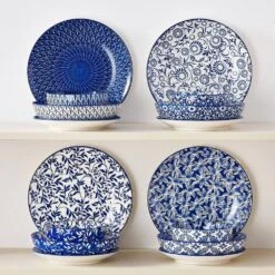 16-Piece Blue Porcelain Dinnerware Set Service For 4 Tableware With Dinner Plates Salad Plates Pasta Bowls Cereal Bowls 20 16-Piece Blue Porcelain Dinnerware Set Service For 4 Tableware With Dinner Plates Salad Plates Pasta Bowls Cereal Bowls -Vancasso Shop blue vancasso dinnerware sets vc selene sl 76 1000