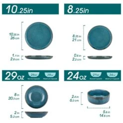 16-Piece Blue Stoneware Dinnerware Set (Service For 4) Reactive Glaze Tableware Bowls And Plates Dinner Set 24 16-Piece Blue Stoneware Dinnerware Set (Service For 4) Reactive Glaze Tableware Bowls And Plates Dinner Set -Vancasso Shop blue vancasso dinnerware sets vc vega b 16 c3 1000