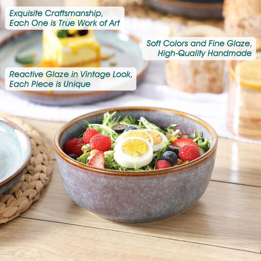 18-Piece Bluish Grey Stoneware Dinnerware Set (Service For 6) Dining Set With Dinner Plates Dessert Plates Cereal Bowls 11 18-Piece Bluish Grey Stoneware Dinnerware Set (Service For 6) Dining Set With Dinner Plates Dessert Plates Cereal Bowls - Image 9