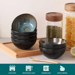 12 Fl. Oz. Brown Stoneware Bowls Set Of 6 Rice Bowl Soup Bowl Salad Bowl Round Serving Bowls -Vancasso Shop brown vancasso bowls vc bubble bn lxw 1f 1000