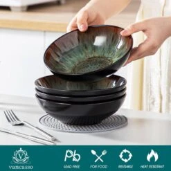 24 Fl. Oz. Brown Stoneware Cereal Bowl Set Of 4 Soup Bowl Pasta Bowl Salad Bowl 17 24 Fl. Oz. Brown Stoneware Cereal Bowl Set Of 4 Soup Bowl Pasta Bowl Salad Bowl -Vancasso Shop brown vancasso bowls vc bubble bn sdw 1f 1000