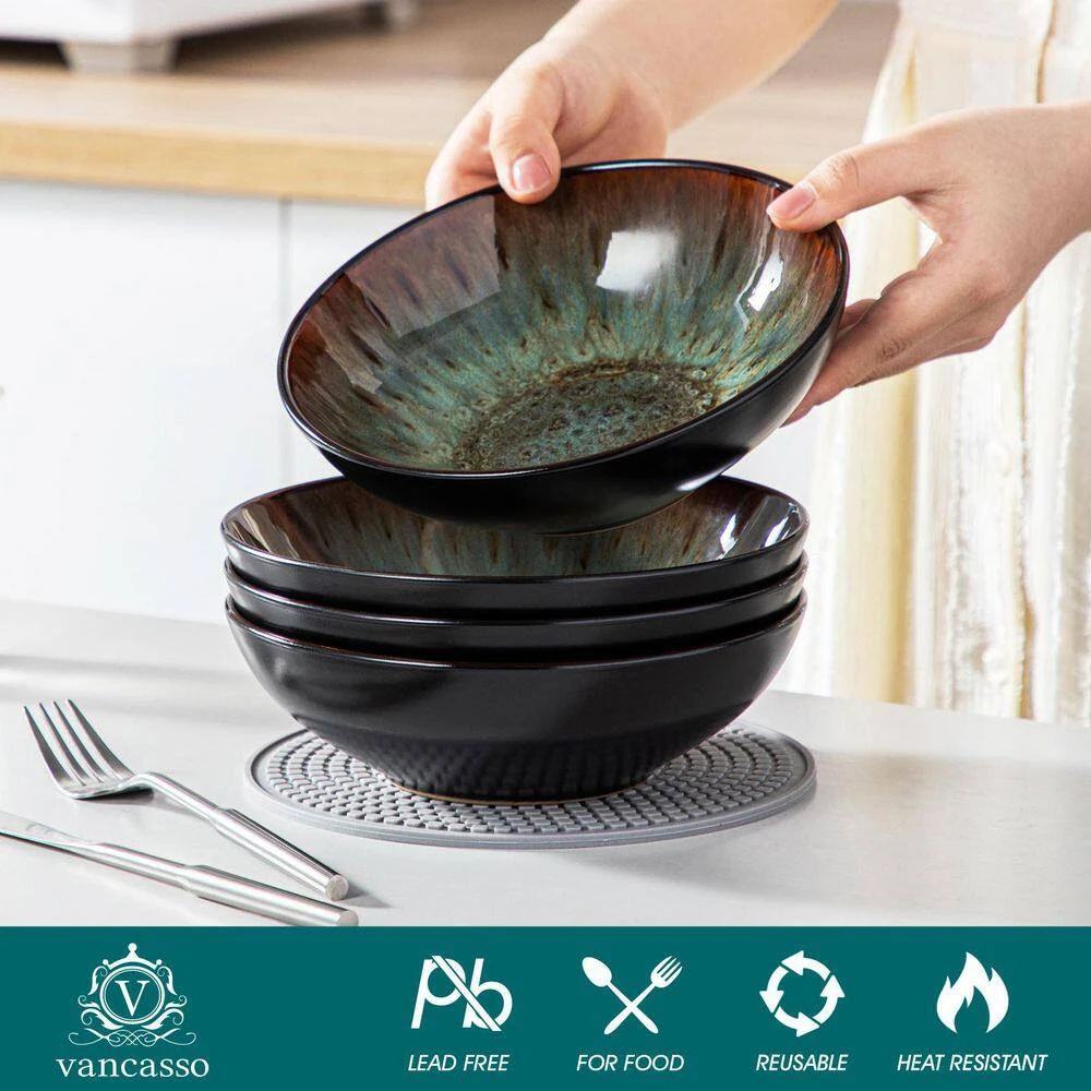 24 Fl. Oz. Brown Stoneware Cereal Bowl Set Of 4 Soup Bowl Pasta Bowl Salad Bowl 8 24 Fl. Oz. Brown Stoneware Cereal Bowl Set Of 4 Soup Bowl Pasta Bowl Salad Bowl - Image 6