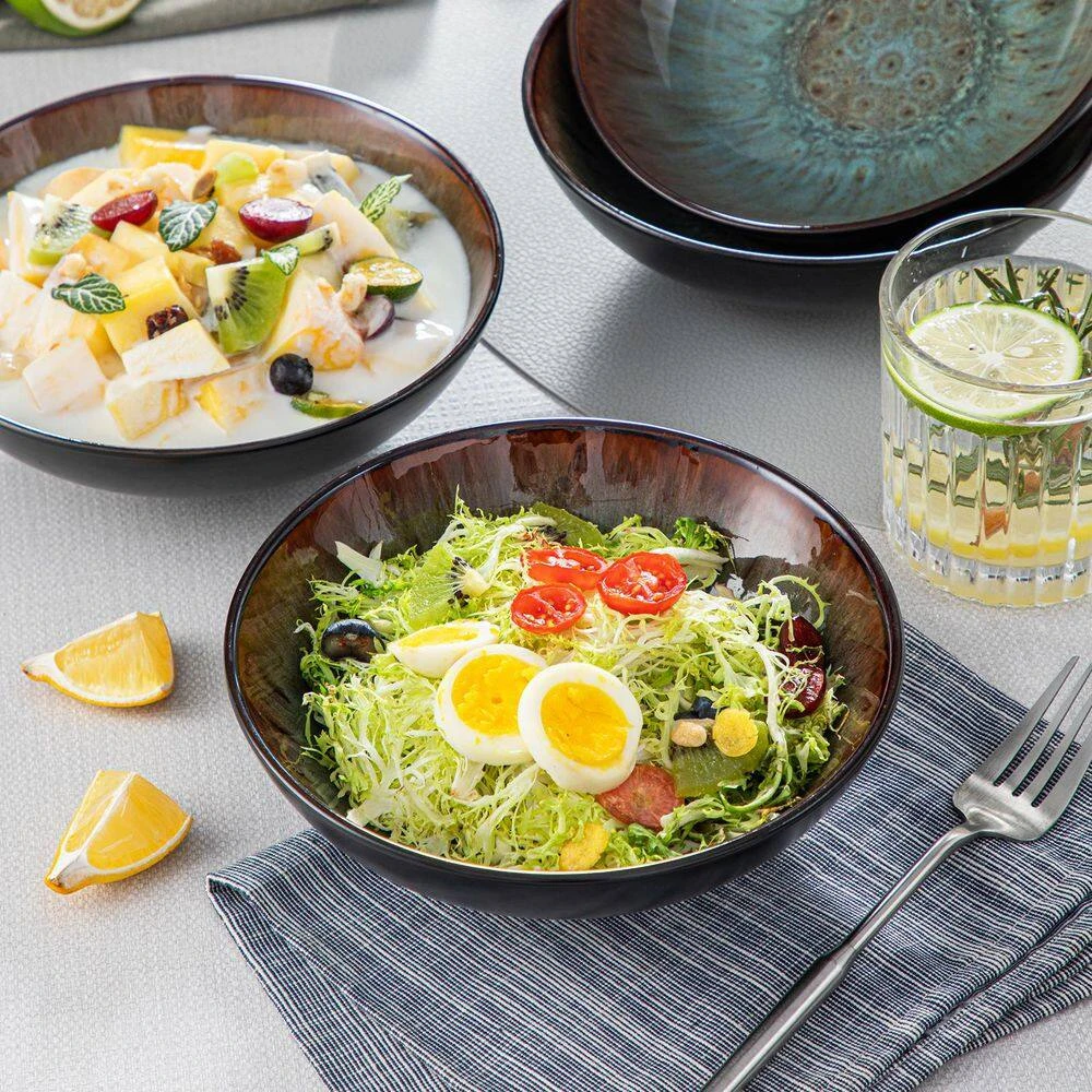 24 Fl. Oz. Brown Stoneware Cereal Bowl Set Of 4 Soup Bowl Pasta Bowl Salad Bowl 9 24 Fl. Oz. Brown Stoneware Cereal Bowl Set Of 4 Soup Bowl Pasta Bowl Salad Bowl - Image 7