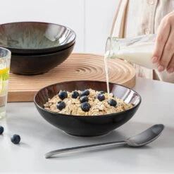 24 Fl. Oz. Brown Stoneware Cereal Bowl Set Of 4 Soup Bowl Pasta Bowl Salad Bowl 20 24 Fl. Oz. Brown Stoneware Cereal Bowl Set Of 4 Soup Bowl Pasta Bowl Salad Bowl -Vancasso Shop brown vancasso bowls vc bubble bn sdw 76 1000