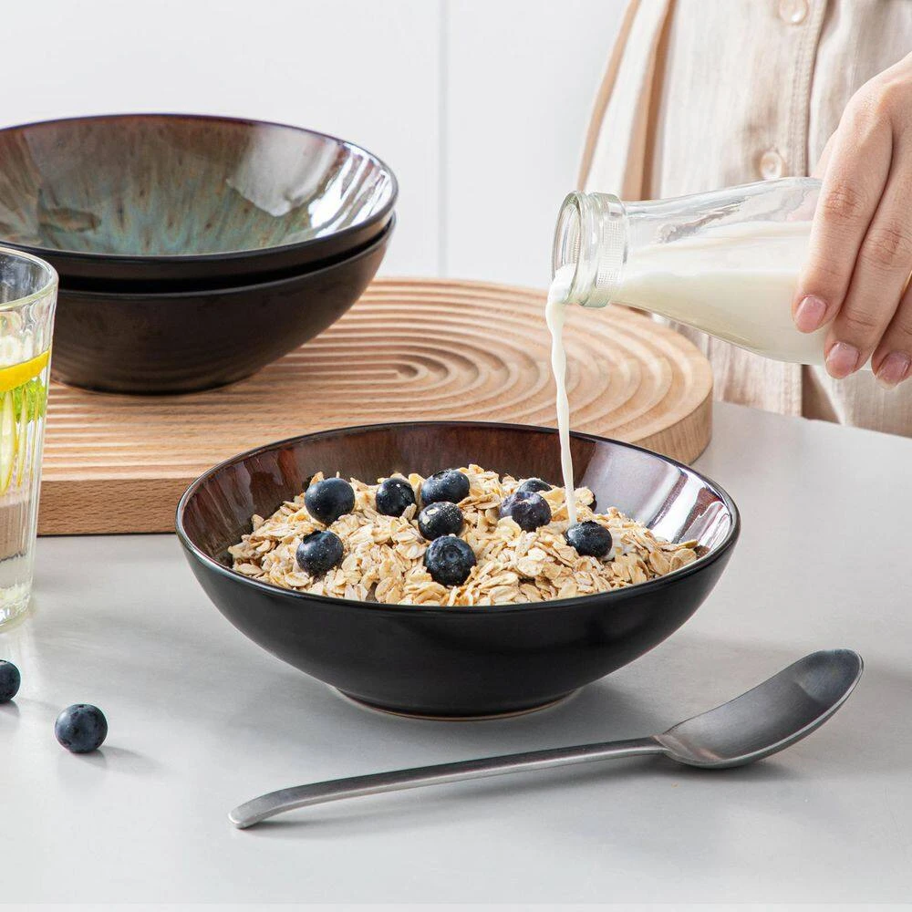 24 Fl. Oz. Brown Stoneware Cereal Bowl Set Of 4 Soup Bowl Pasta Bowl Salad Bowl 11 24 Fl. Oz. Brown Stoneware Cereal Bowl Set Of 4 Soup Bowl Pasta Bowl Salad Bowl - Image 9