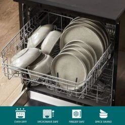 16-Piece Brown Stoneware Dinnerware Set Service For 4 Bowls And Plates Set Dinner, Dessert Plates Pasta And Cereal Bowls -Vancasso Shop brown vancasso dinnerware sets vc anya bn 16 1f 1000