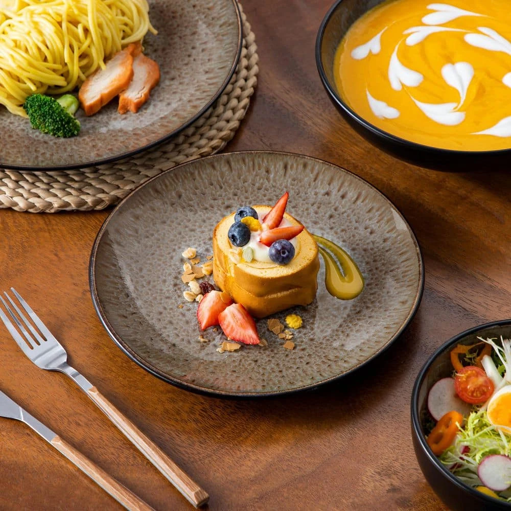 16-Piece Brown Stoneware Dinnerware Set (Service Set For 4) Bowls And Plates Dinner Set 6 16-Piece Brown Stoneware Dinnerware Set (Service Set For 4) Bowls And Plates Dinner Set - Image 4