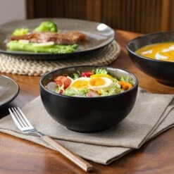 16-Piece Brown Stoneware Dinnerware Set (Service Set For 4) Bowls And Plates Dinner Set 28 16-Piece Brown Stoneware Dinnerware Set (Service Set For 4) Bowls And Plates Dinner Set -Vancasso Shop brown vancasso dinnerware sets vc bubble bn 16t d4 1000