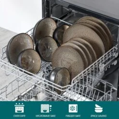 16-Piece Brown Stoneware Dinnerware Set (Service Set For 4) Bowls And Plates Dinner Set 26 16-Piece Brown Stoneware Dinnerware Set (Service Set For 4) Bowls And Plates Dinner Set -Vancasso Shop brown vancasso dinnerware sets vc bubble bn 16t fa 1000