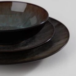 16-Piece Brown Stoneware Dinnerware Set Service For 4 Tableware Set With Plates Bowls And Mugs 16 16-Piece Brown Stoneware Dinnerware Set Service For 4 Tableware Set With Plates Bowls And Mugs -Vancasso Shop brown vancasso dinnerware sets vc bubble bn sl 1d 1000