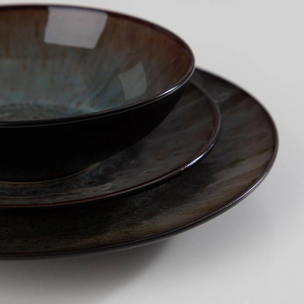 16-Piece Brown Stoneware Dinnerware Set Service For 4 Tableware Set With Plates Bowls And Mugs 5 16-Piece Brown Stoneware Dinnerware Set Service For 4 Tableware Set With Plates Bowls And Mugs - Image 3