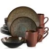 16-Piece Brown Stoneware Dinnerware Set Service For 4 Tableware Set With Plates Bowls And Mugs 1 16-Piece Brown Stoneware Dinnerware Set Service For 4 Tableware Set With Plates Bowls And Mugs -Vancasso Shop brown vancasso dinnerware sets vc bubble bn sl 64 1000