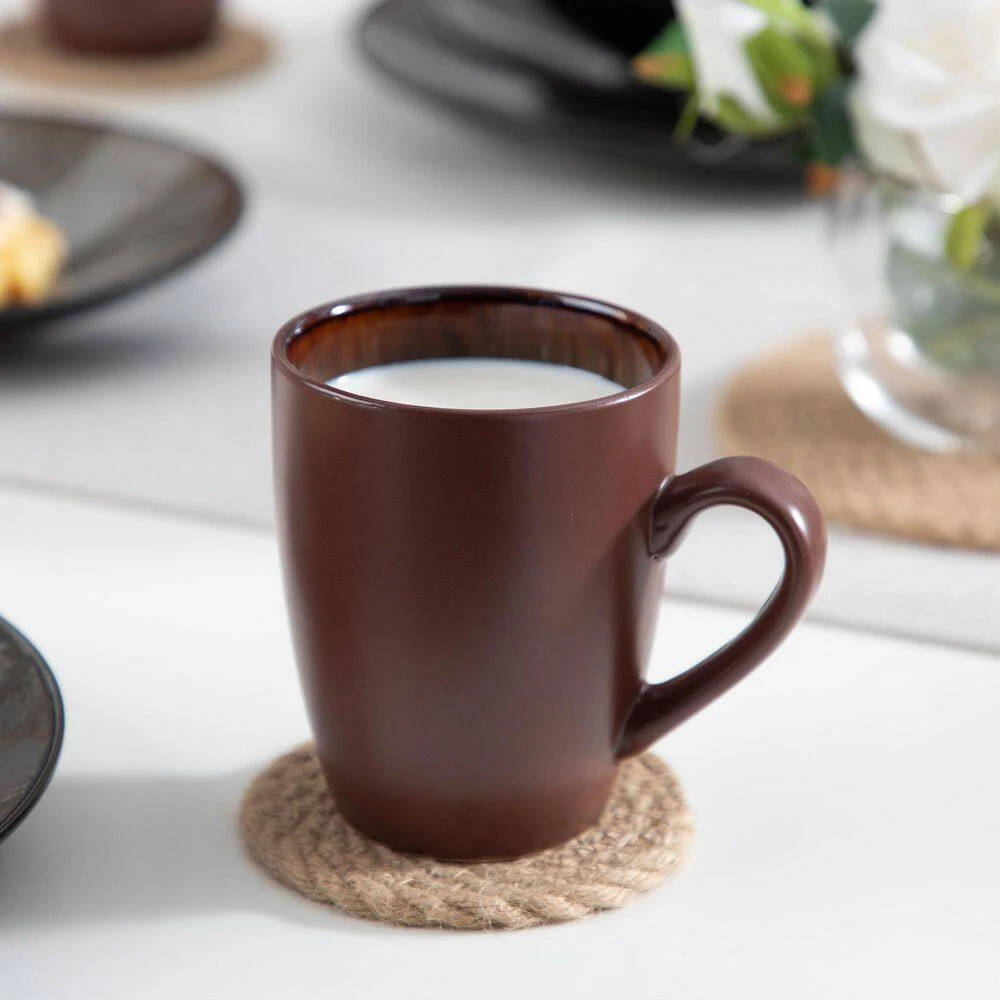 16-Piece Brown Stoneware Dinnerware Set Service For 4 Tableware Set With Plates Bowls And Mugs 11 16-Piece Brown Stoneware Dinnerware Set Service For 4 Tableware Set With Plates Bowls And Mugs - Image 9