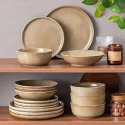 16-Piece Brown Stoneware Dinnerware Set Service For 4 Tableware Bowls And Plates Dining Set Dishware Set 29 16-Piece Brown Stoneware Dinnerware Set Service For 4 Tableware Bowls And Plates Dining Set Dishware Set -Vancasso Shop brown vancasso dinnerware sets vc pla bn 16 eu 76 1000