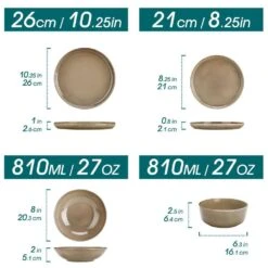 16-Piece Brown Stoneware Dinnerware Set Service For 4 Tableware Bowls And Plates Dining Set Dishware Set 24 16-Piece Brown Stoneware Dinnerware Set Service For 4 Tableware Bowls And Plates Dining Set Dishware Set -Vancasso Shop brown vancasso dinnerware sets vc pla bn 16 eu c3 1000