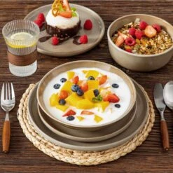 16-Piece Brown Stoneware Dinnerware Set Service For 4 Tableware Bowls And Plates Dining Set Dishware Set 28 16-Piece Brown Stoneware Dinnerware Set Service For 4 Tableware Bowls And Plates Dining Set Dishware Set -Vancasso Shop brown vancasso dinnerware sets vc pla bn 16 eu fa 1000