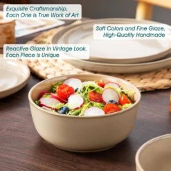 18-Piece Brown Stoneware Dinnerware Set (Service For 6) Dining Set With Dinner Plates Dessert Plates And Cereal Bowls -Vancasso Shop brown vancasso dinnerware sets vc playa smbn 18 eu 66 1000