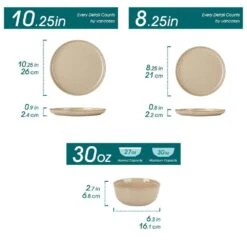 18-Piece Brown Stoneware Dinnerware Set (Service For 6) Dining Set With Dinner Plates Dessert Plates And Cereal Bowls -Vancasso Shop brown vancasso dinnerware sets vc playa smbn 18 eu c3 1000