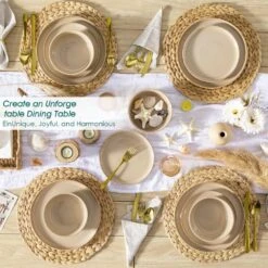 18-Piece Brown Stoneware Dinnerware Set (Service For 6) Dining Set With Dinner Plates Dessert Plates And Cereal Bowls -Vancasso Shop brown vancasso dinnerware sets vc playa smbn 18 eu fa 1000
