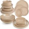 24-Piece Brown Stoneware Dinnerware Set Service For 6 Dishware Dishes Set Tableware With Plates And Bowls 1 24-Piece Brown Stoneware Dinnerware Set Service For 6 Dishware Dishes Set Tableware With Plates And Bowls -Vancasso Shop brown vancasso dinnerware sets vc playa smbn 24 eu 64 1000