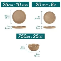 12-Piece Tan Caramel Porcelain Dinnerware Set Service For 4-Dishware Set Bowls And Plates Dinner Set For Kitchen Dining -Vancasso Shop caramel vancasso dinnerware sets vc anya cr 12 c3 1000