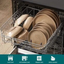 16-Piece Tan Caramel Stoneware Dinnerware Set Service For 4 Dishware Set Bowls And Plates Dinner Set For Kitchen Dining -Vancasso Shop caramel vancasso dinnerware sets vc anya cr 16 44 1000