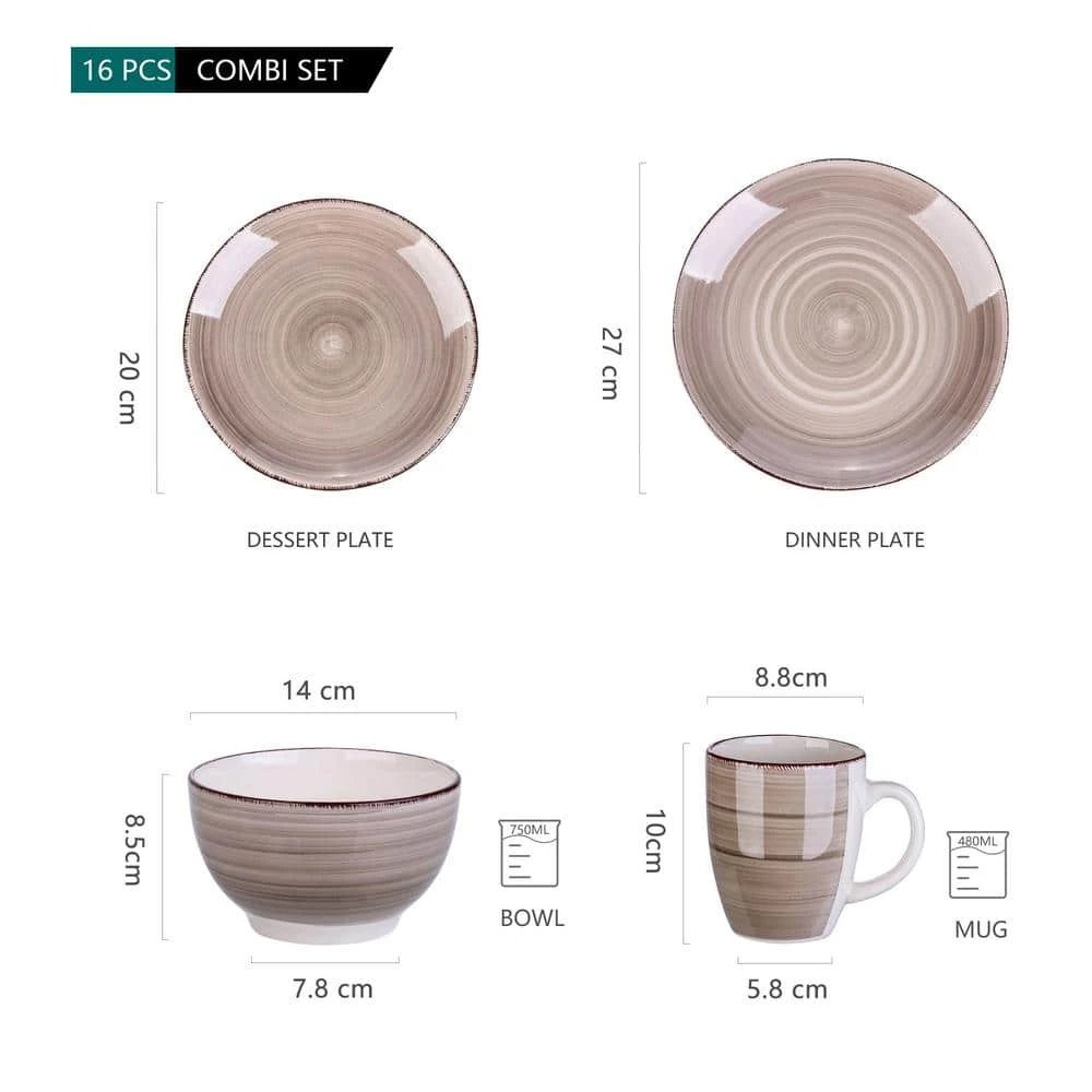 Series Bella Dinnerware 16-Pieces Creme-I Porcelain Crockery In Vintage Look (Service Set For 4) 4 Series Bella Dinnerware 16-Pieces Creme-I Porcelain Crockery In Vintage Look (Service Set For 4) - Image 2