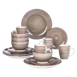 Series Bella Dinnerware 16-Pieces Creme-I Porcelain Crockery In Vintage Look (Service Set For 4) 16 Series Bella Dinnerware 16-Pieces Creme-I Porcelain Crockery In Vintage Look (Service Set For 4) -Vancasso Shop cream vancasso dinnerware sets vc bella c sl 4f 1000