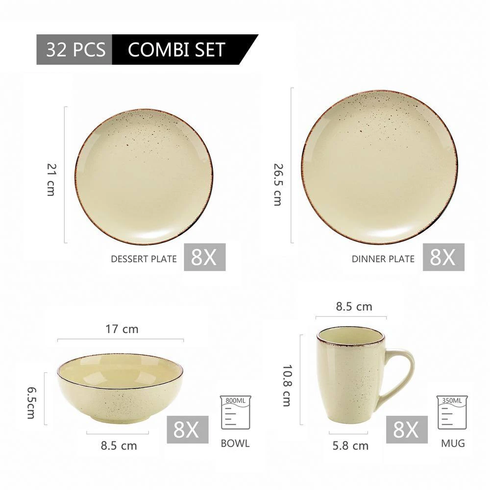 Navia Nature Cream 32-Piece Ceramic Dinnerware Set With Dinner Plate, Dessert Plate, Cereal Bowl And Mug (Service For 8) 4 Navia Nature Cream 32-Piece Ceramic Dinnerware Set With Dinner Plate, Dessert Plate, Cereal Bowl And Mug (Service For 8) - Image 2