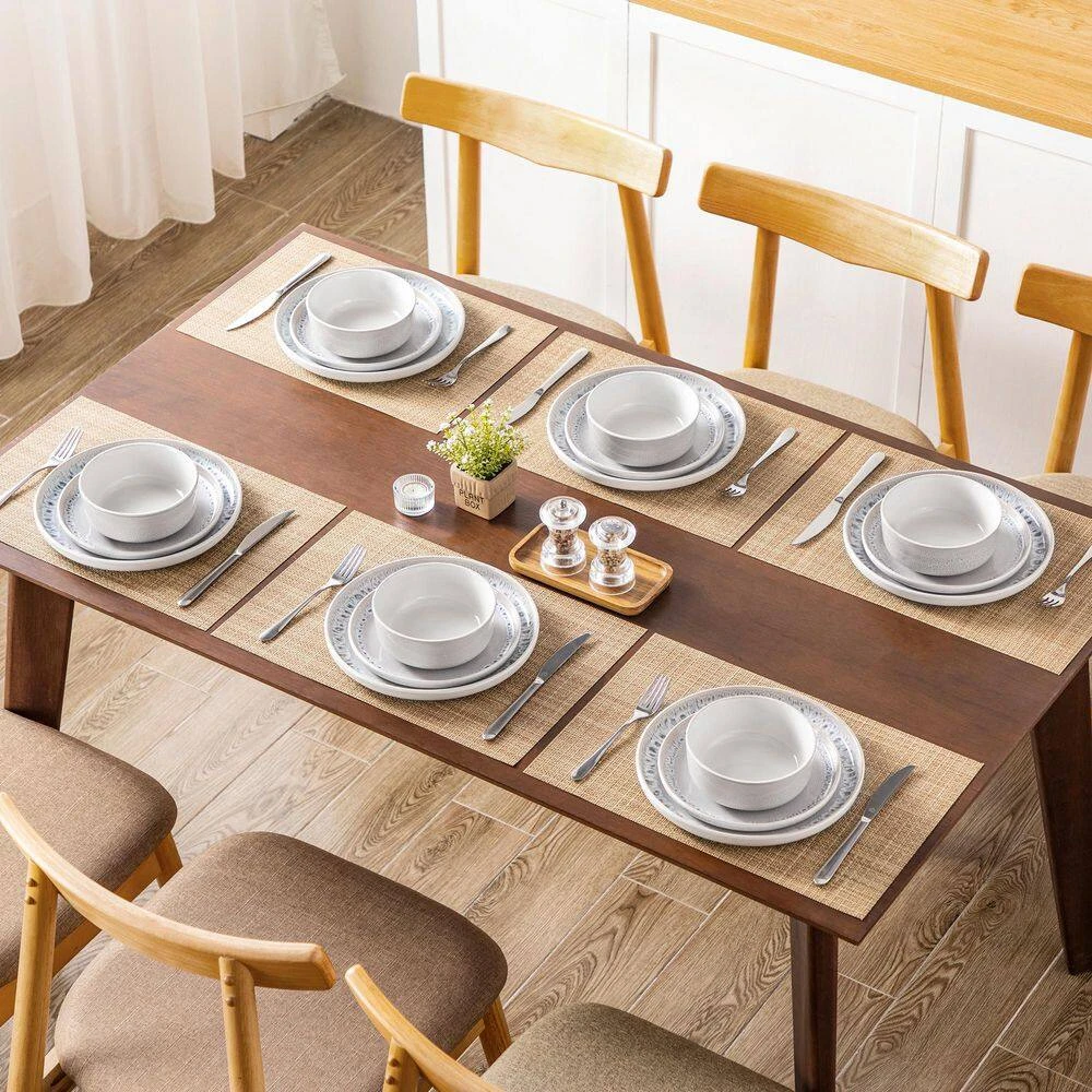 18-Piece Cream White And Beige Stoneware Dinnerware Set Service For 6 Bowls And Plates Set Dinner Set Tableware 10 18-Piece Cream White And Beige Stoneware Dinnerware Set Service For 6 Bowls And Plates Set Dinner Set Tableware - Image 8